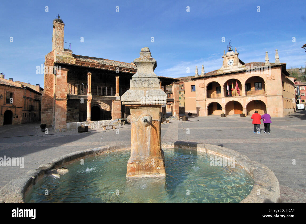 Main square of Ayllón. Segovia. Spain Stock Photo
