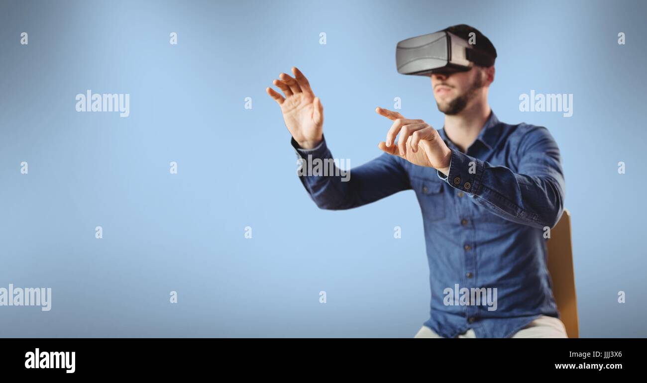 Man wearing a virtual reality headset Stock Photo - Alamy