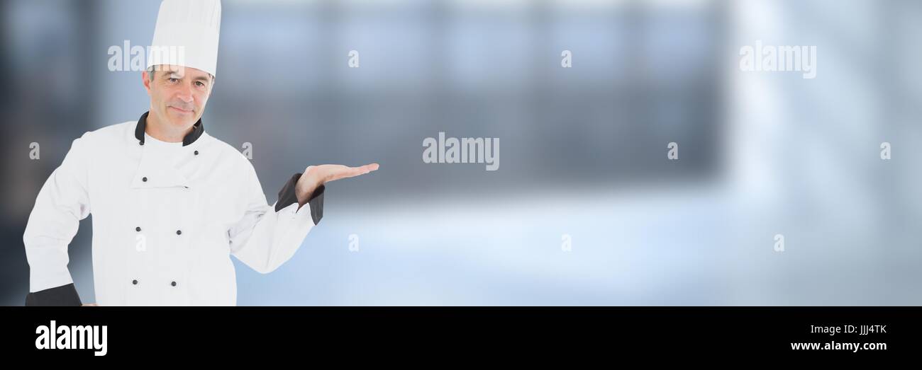 Chef with blurred copy space background Stock Photo