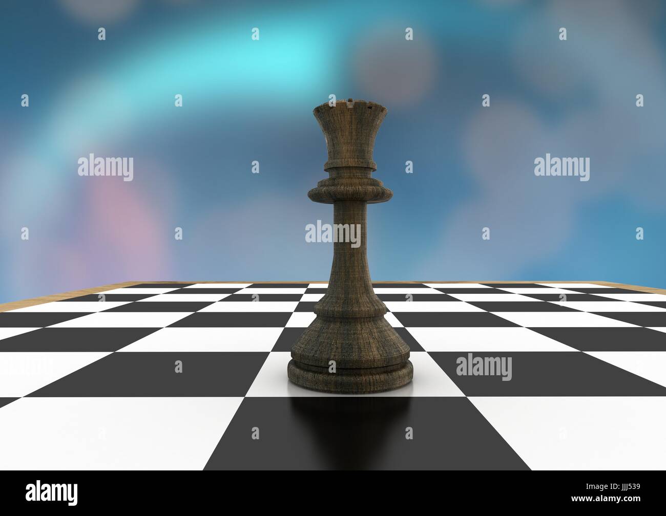 3D Chess piece against blue bokeh Stock Photo