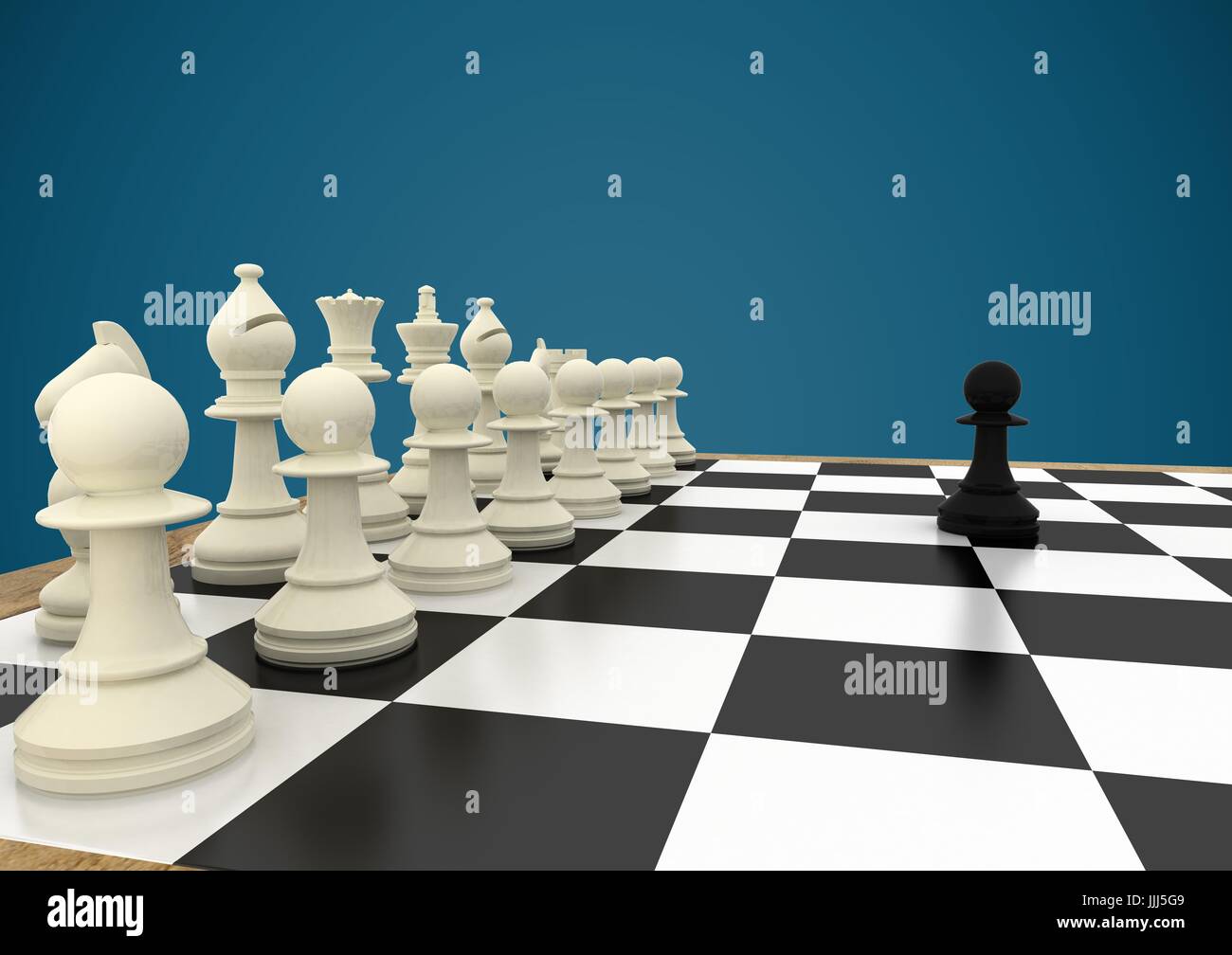 3d Chess pieces against blue background Stock Photo