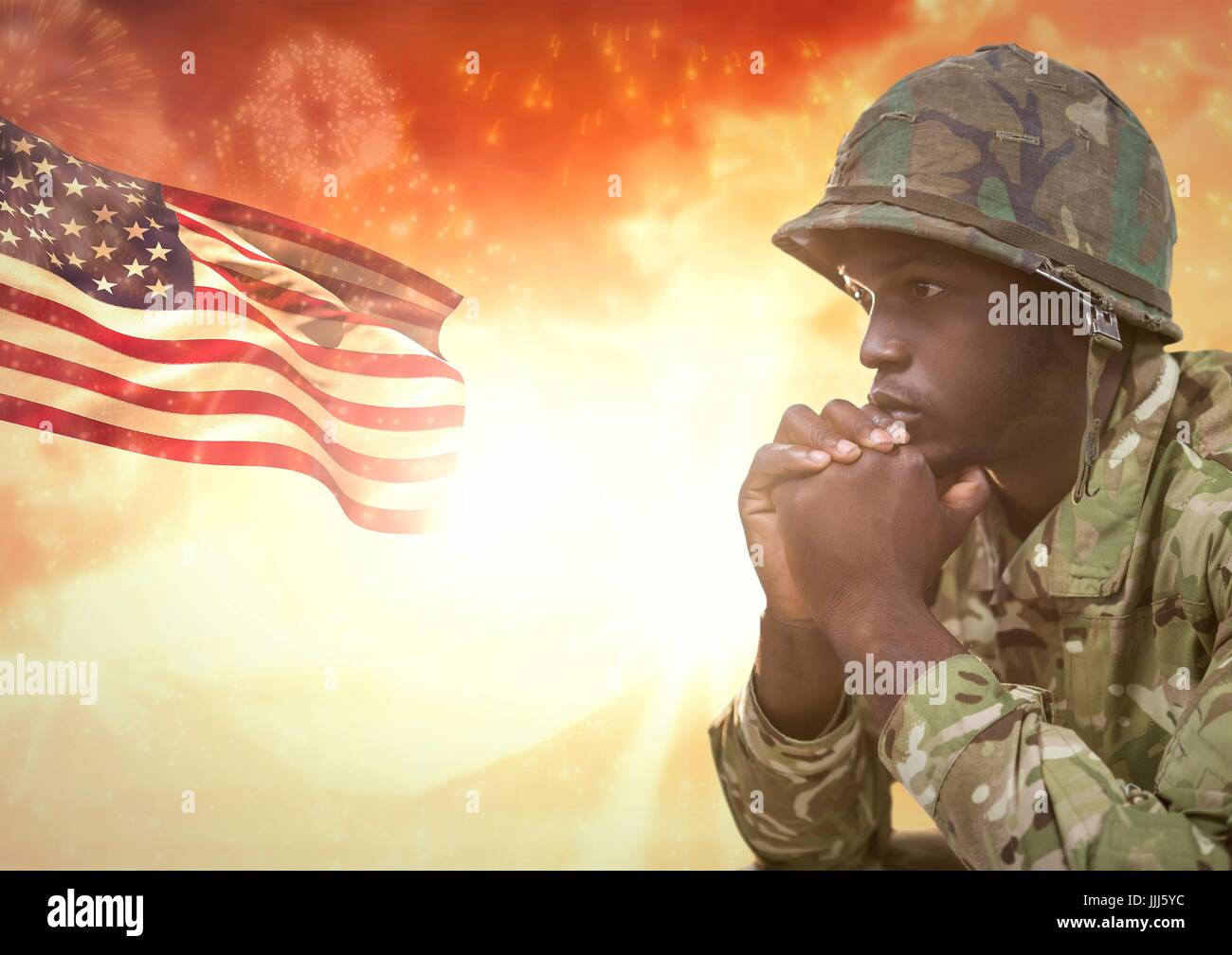 Sad american flag hires stock photography