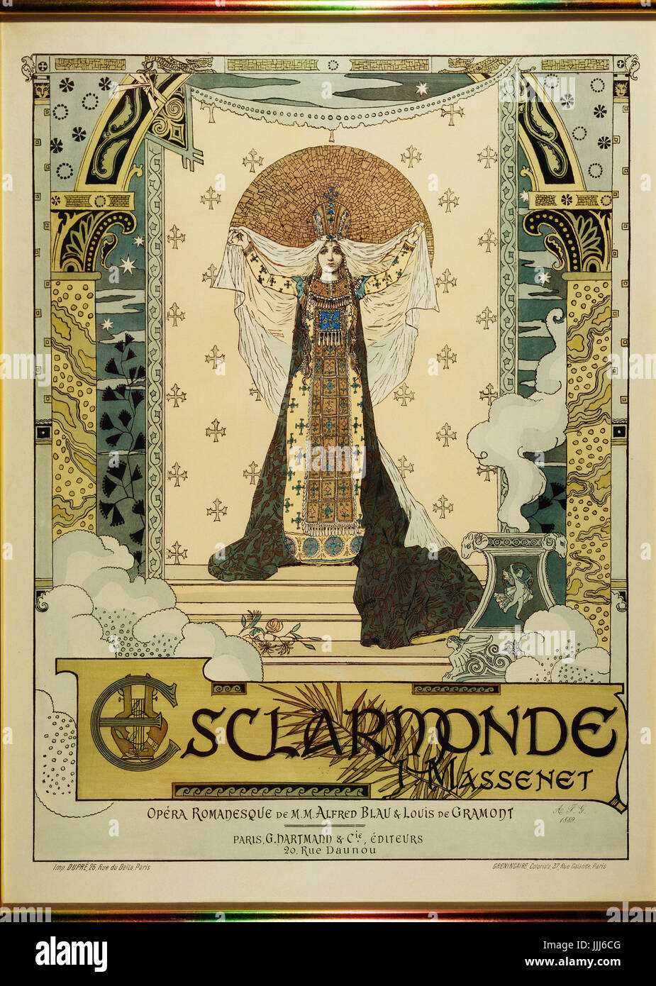 Esclarmonde, opera by Jules Massenet (12 May 1842 - 13 August 1912). 1899 Poster by Alfred Choubrac (1853-1902). Stock Photo