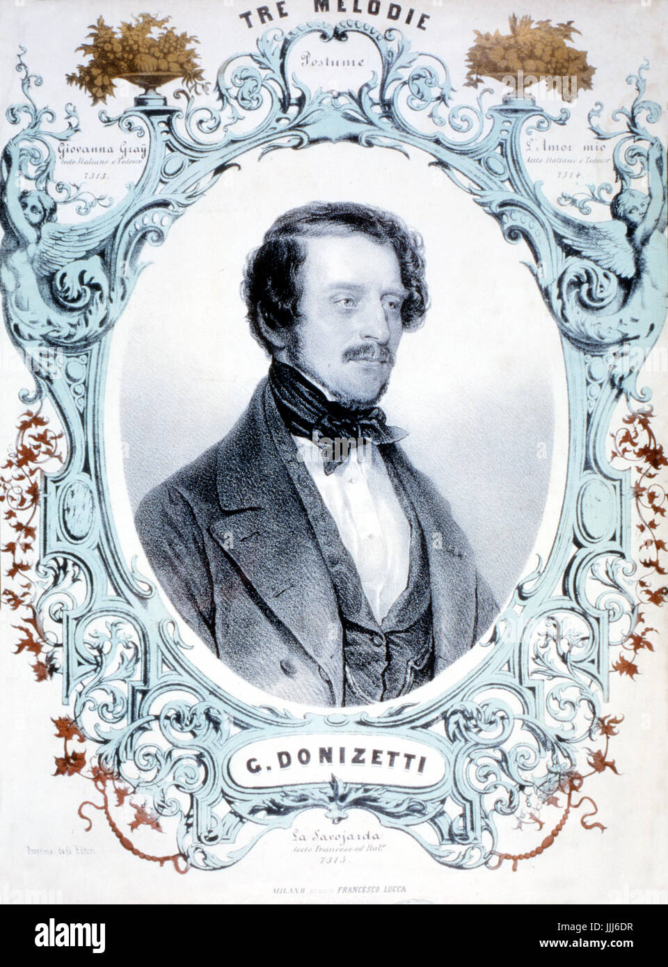 DONIZETTI, Gaetano Portrait on front cover of score Italian composer