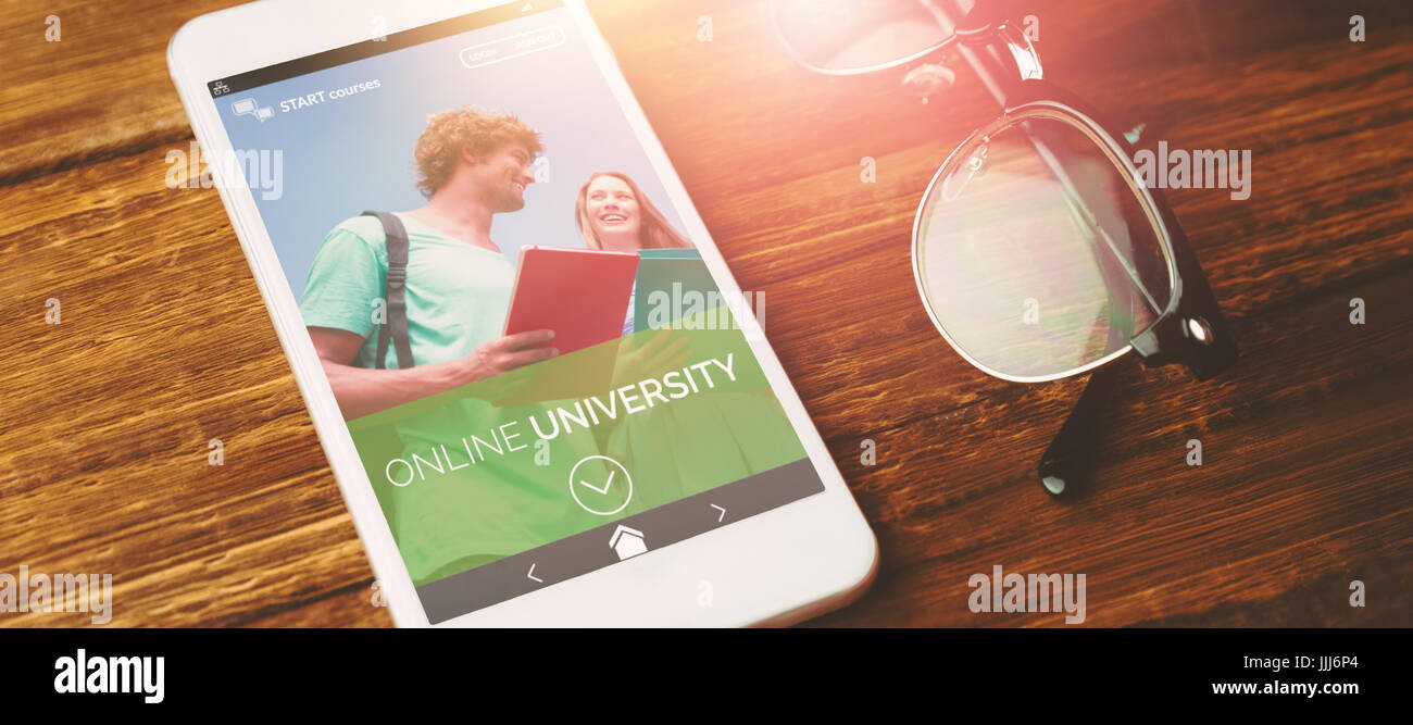 Composite 3d image of online university add Stock Photo