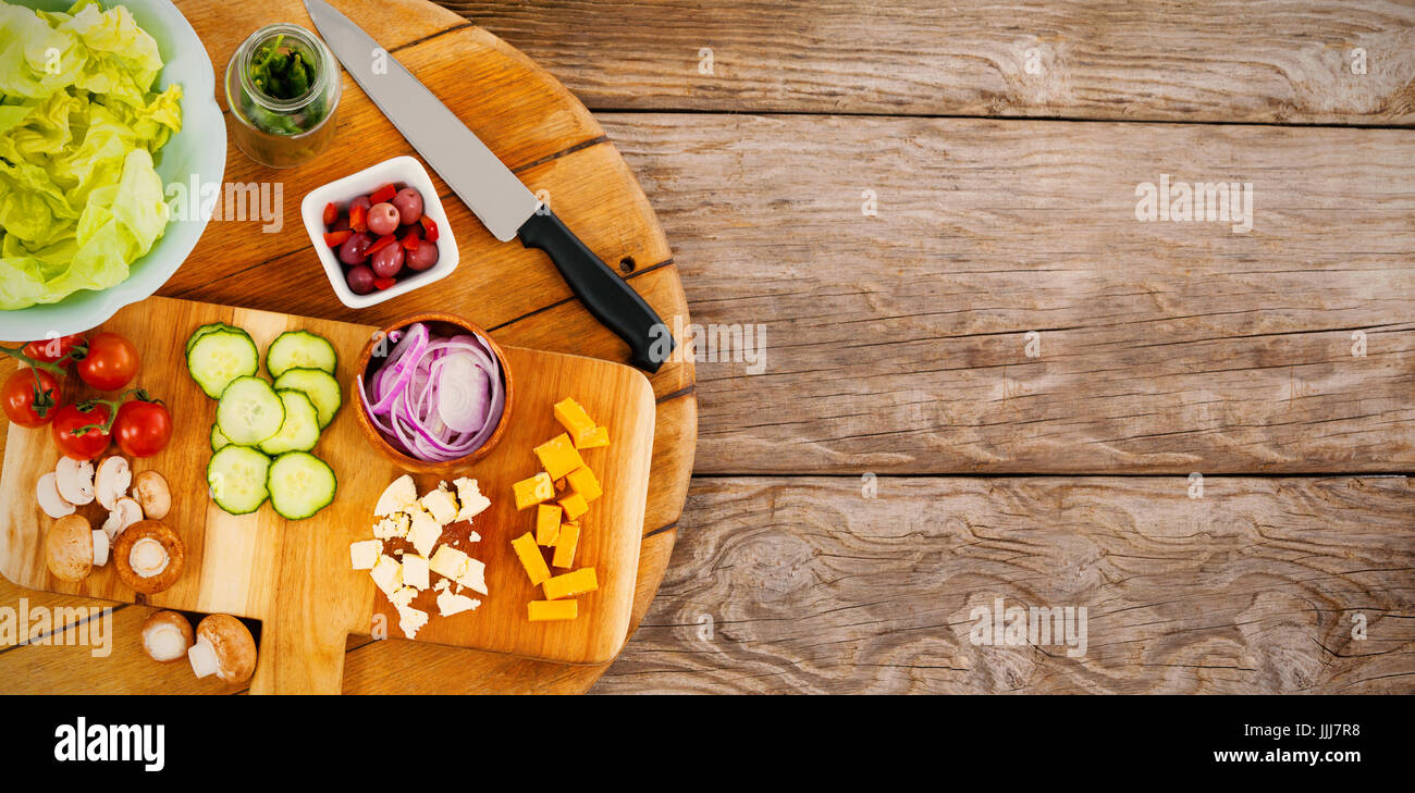 Fresh chopped vegetables on cutting board Stock Photo