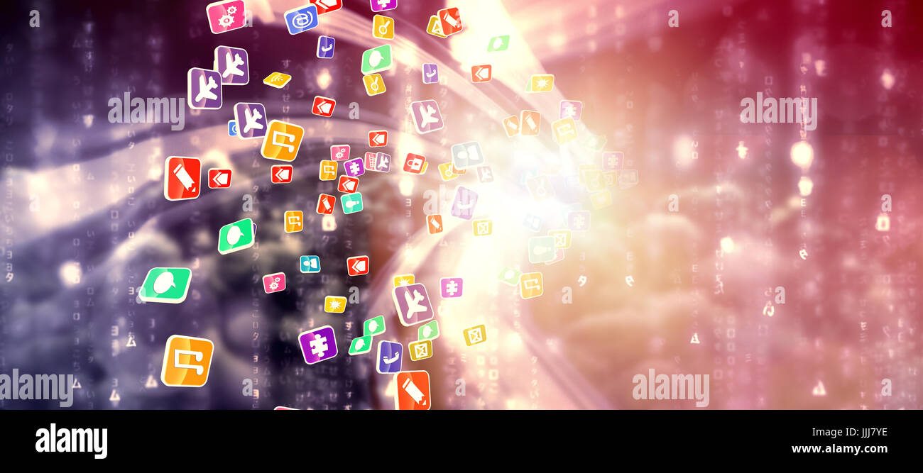 Composite 3d image of colourful computer applications Stock Photo - Alamy