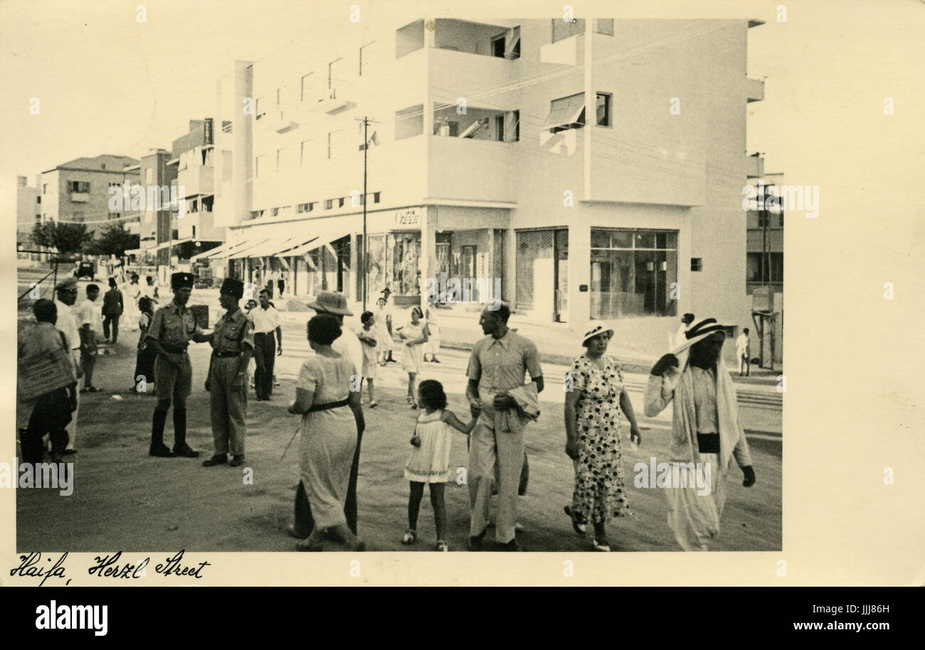 Herzl Street, Haifa, Palestine (now Israel), 1930s Stock Photo