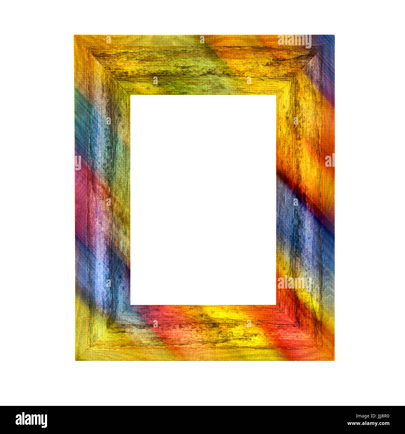 Colouful Wooden Frame on a white background Stock Photo
