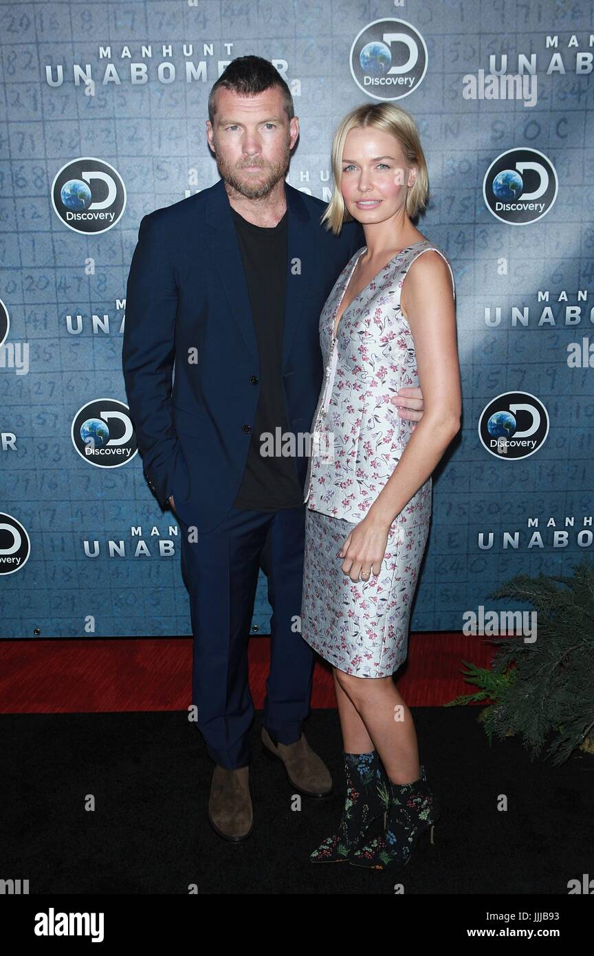 NEW YORK, NY - JULY 19: Sam Worthington and Lara Bingle at 'Manhunt: UNABOMBER' Premiere at Jazz at Lincoln Center’s Frederick P. Rose Hall on July 19, 2017 in New York City. Credit: Diego Corredor/MediaPunch Stock Photo