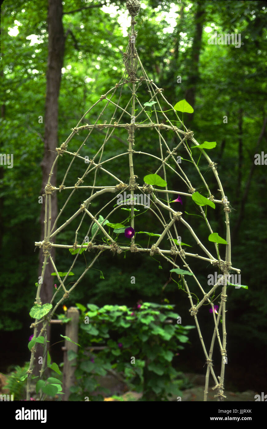Handmade Twig trellis , shade garden Stock Photo Alamy