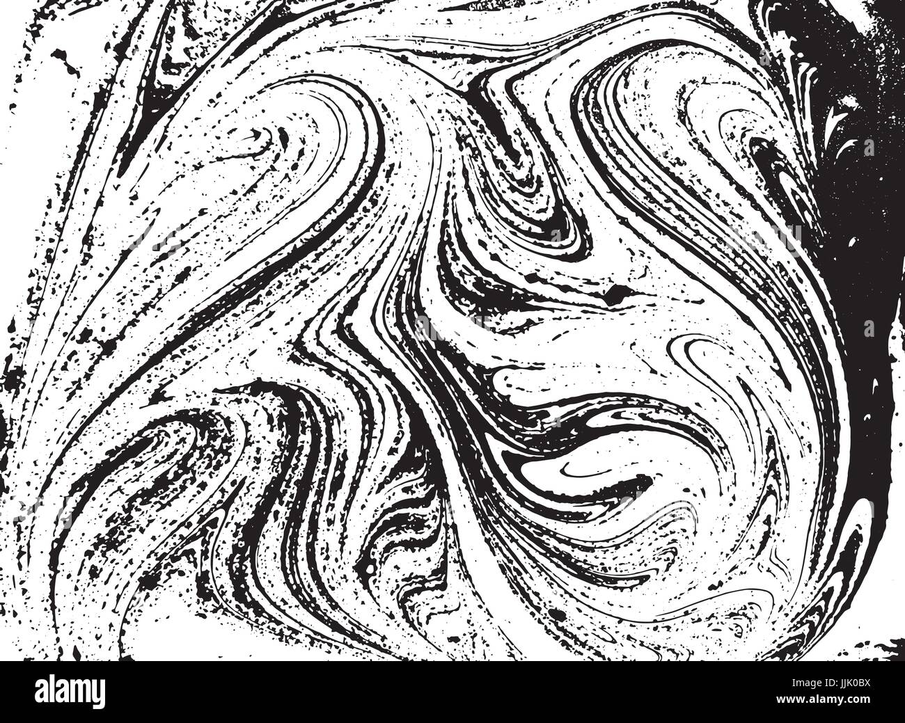 Black and white liquid texture. Watercolor hand drawn marbling ...