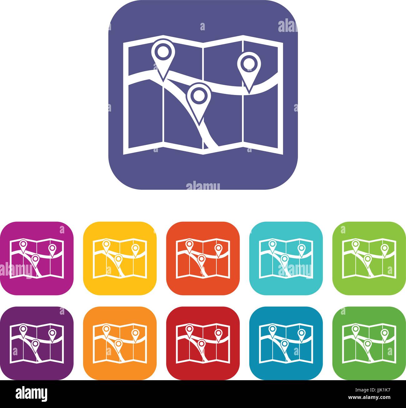 Map with pin pointers icons set Stock Vector Image & Art - Alamy