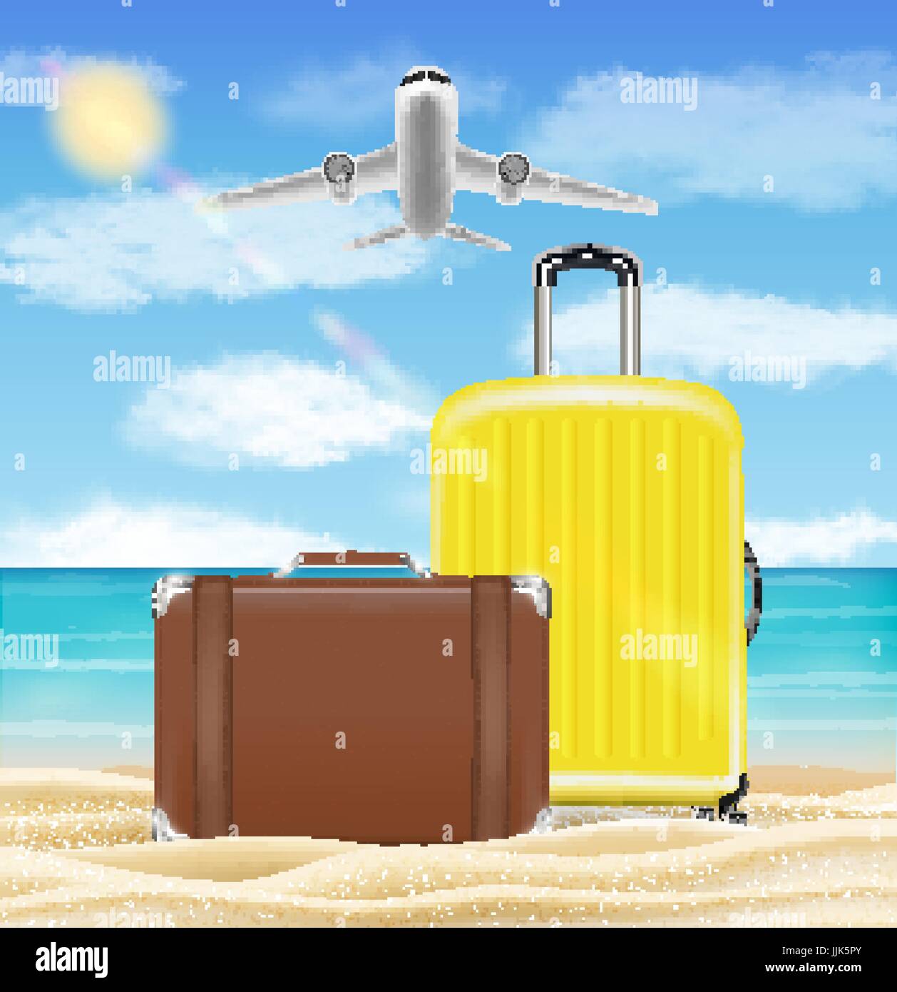 on the beach hand luggage