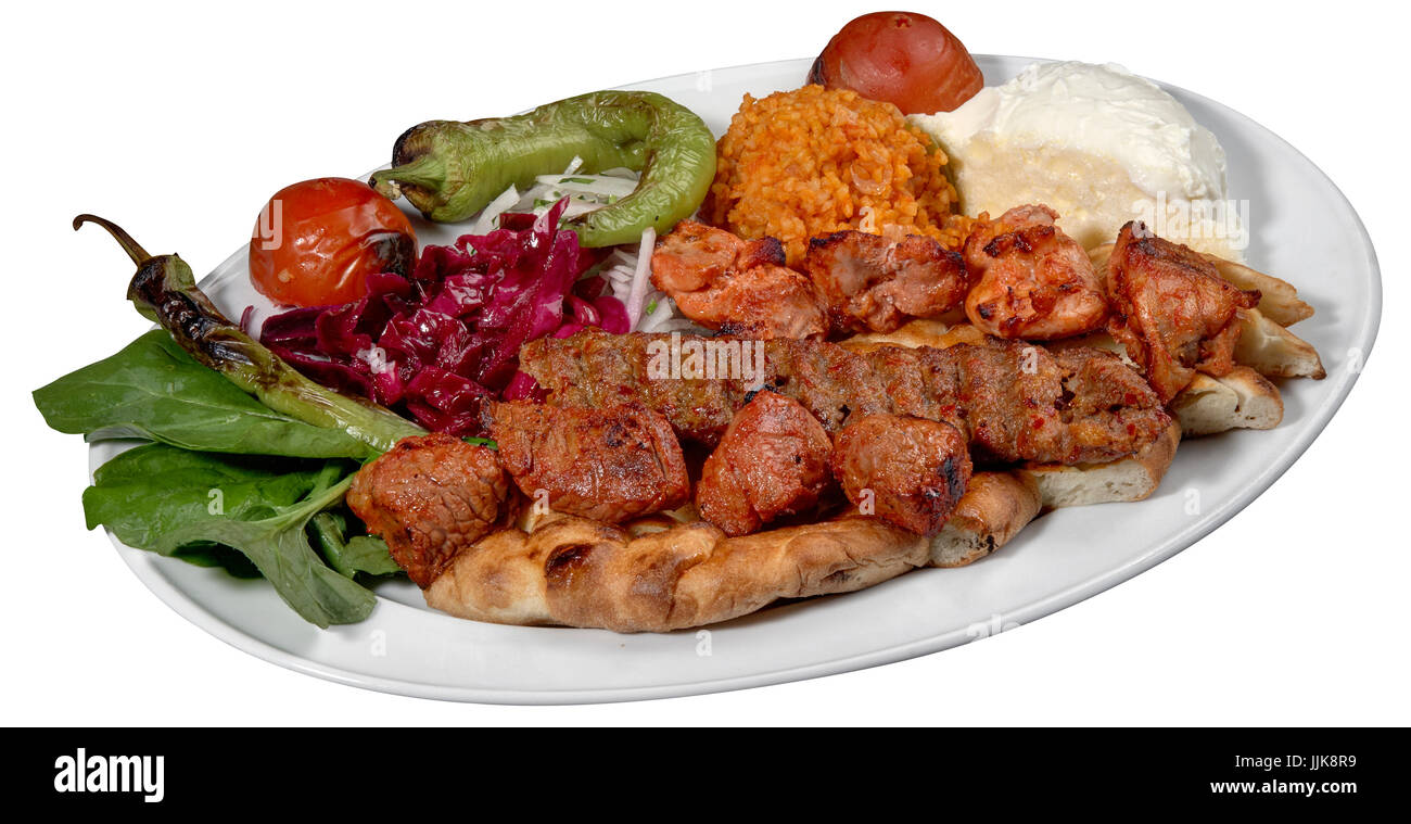Mixed kebab plate isolated Stock Photo Alamy