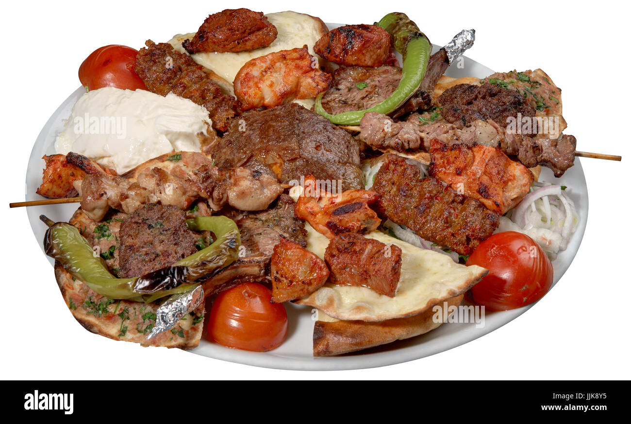 Mixed kebab plate isolated Stock Photo Alamy