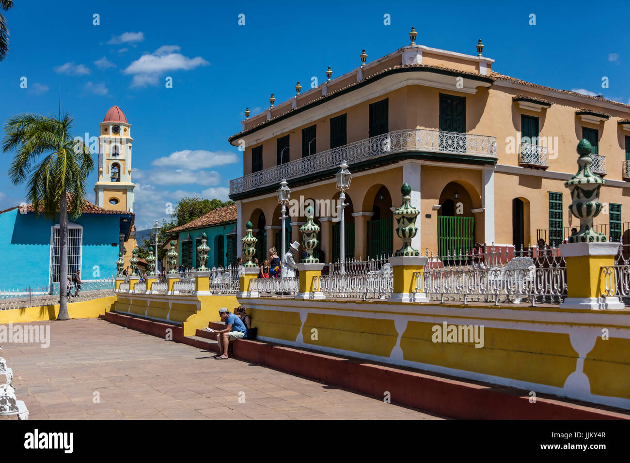 The MUSEO ROMANTICO is housed in the former PALACIO BRUNET on the PLAZA MAYOR - TRINIDAD, CUBA Stock Photo