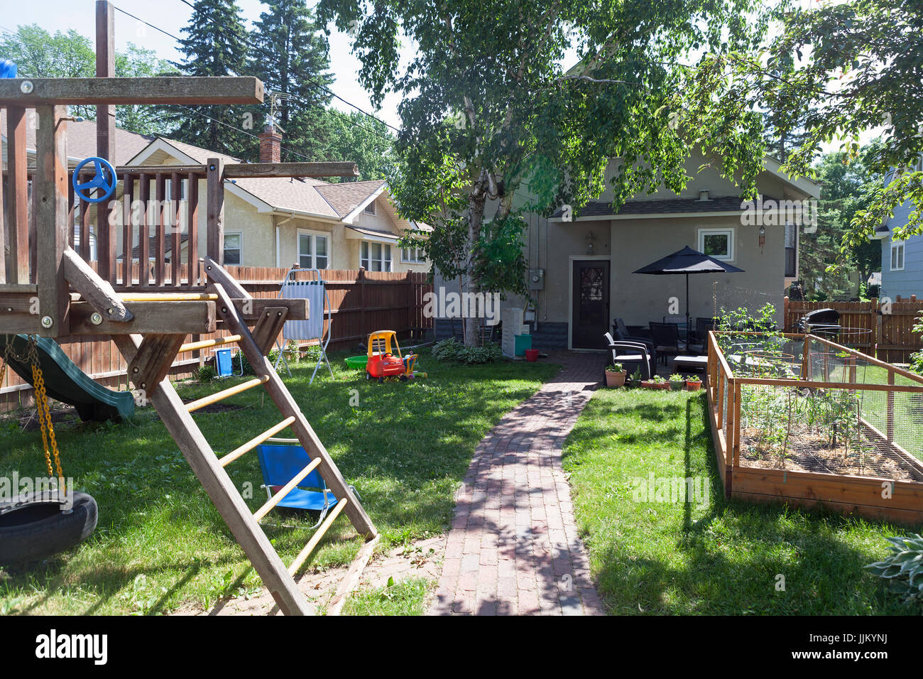 A single family bungalow in Minneapolis built in 1922. Stock Photo