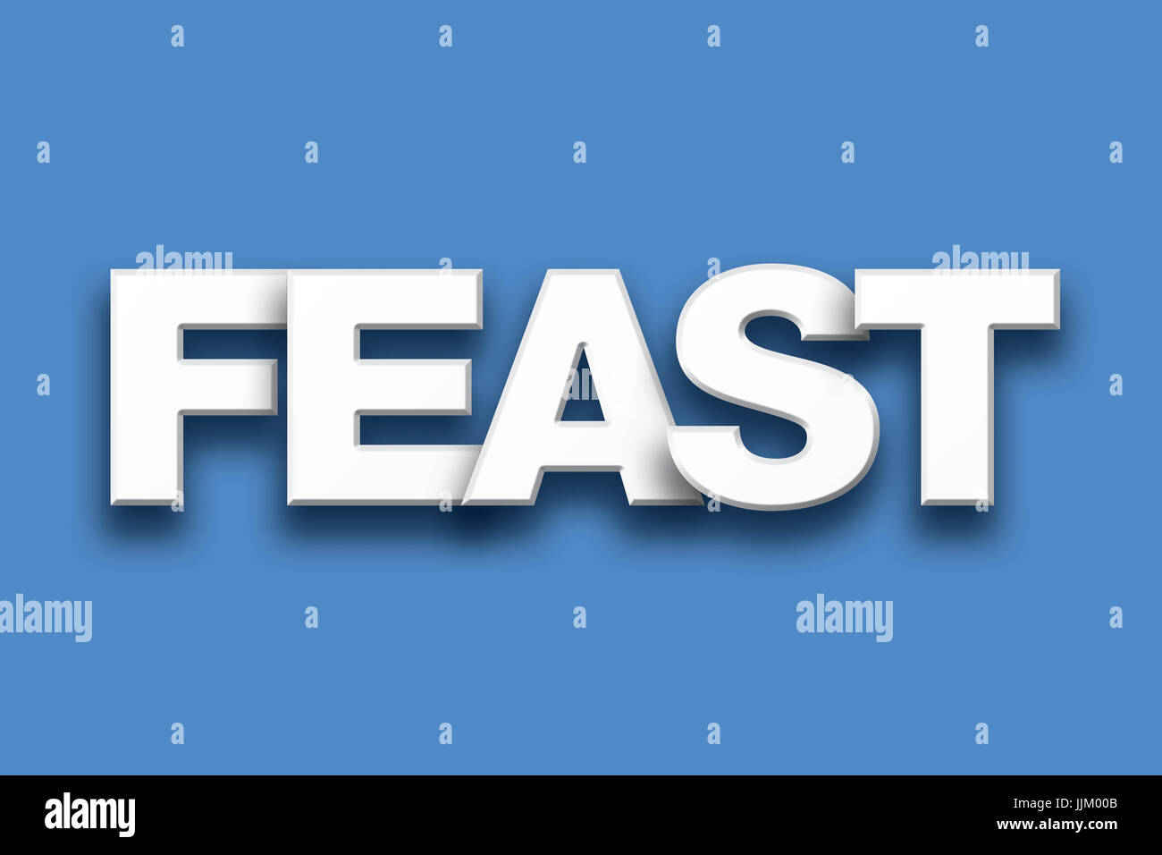 The word Feast concept written in white type on a colorful background