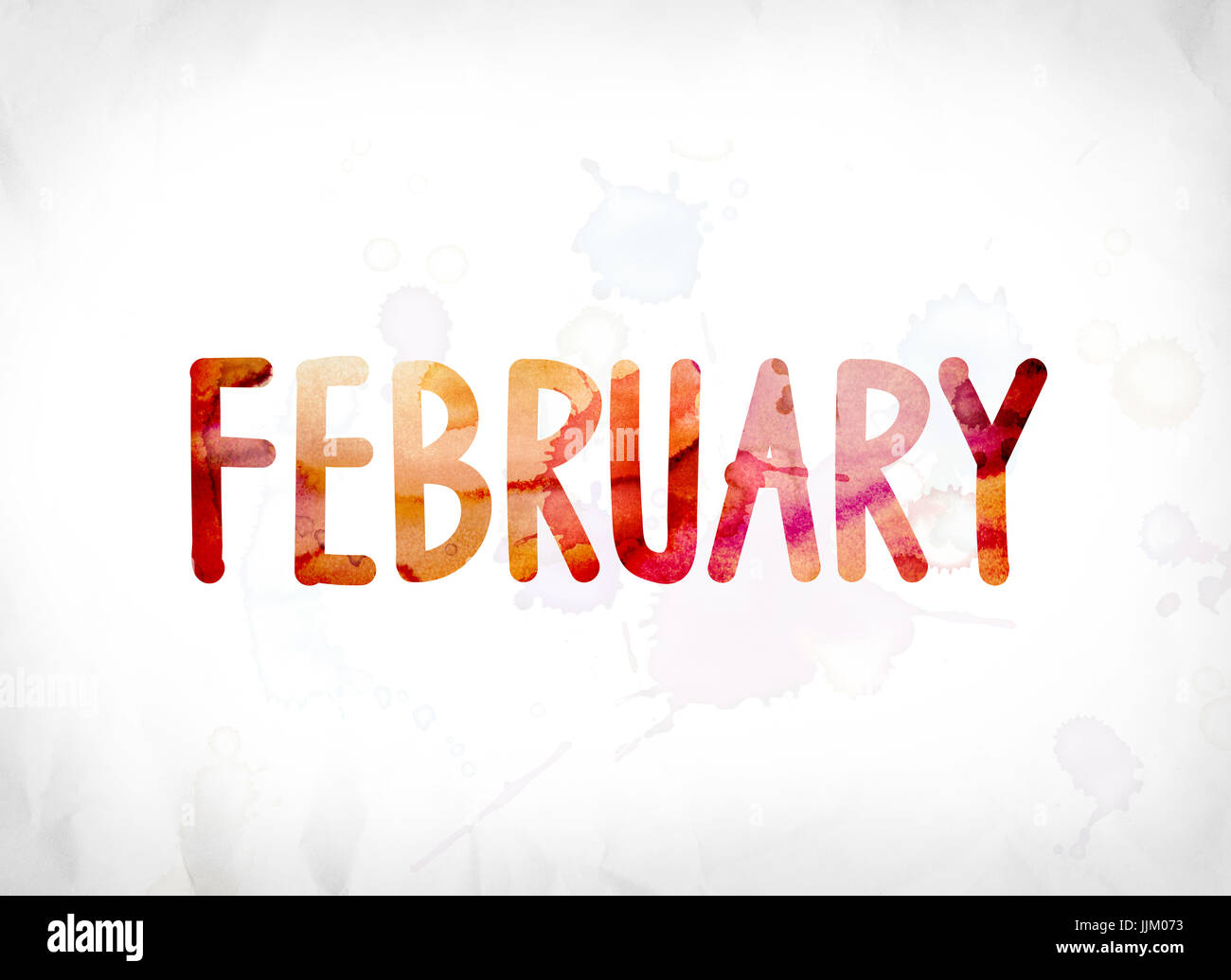 the-word-february-concept-and-theme-painted-in-colorful-watercolors-on