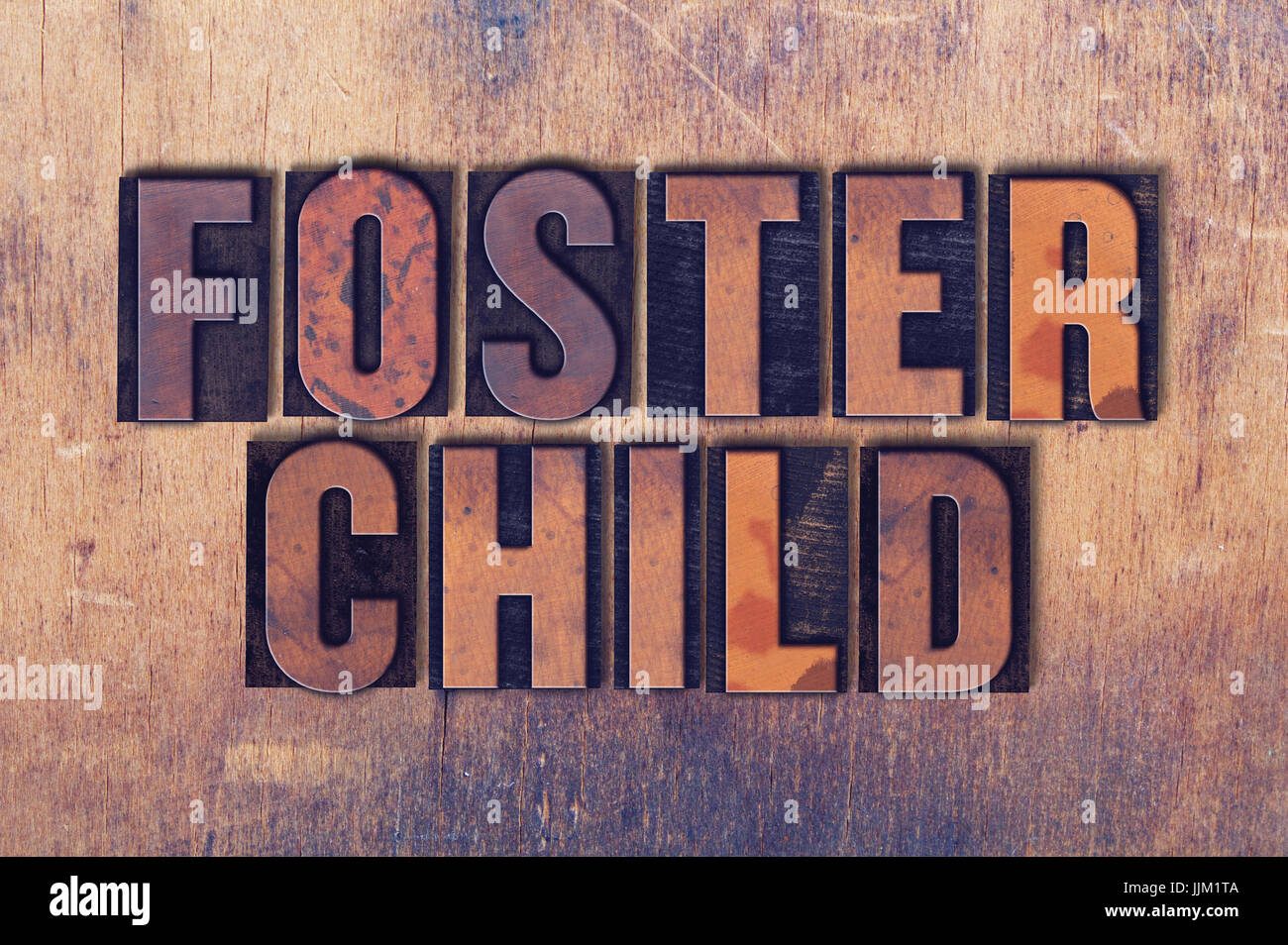 The words Foster Child concept and theme written in vintage wooden ...