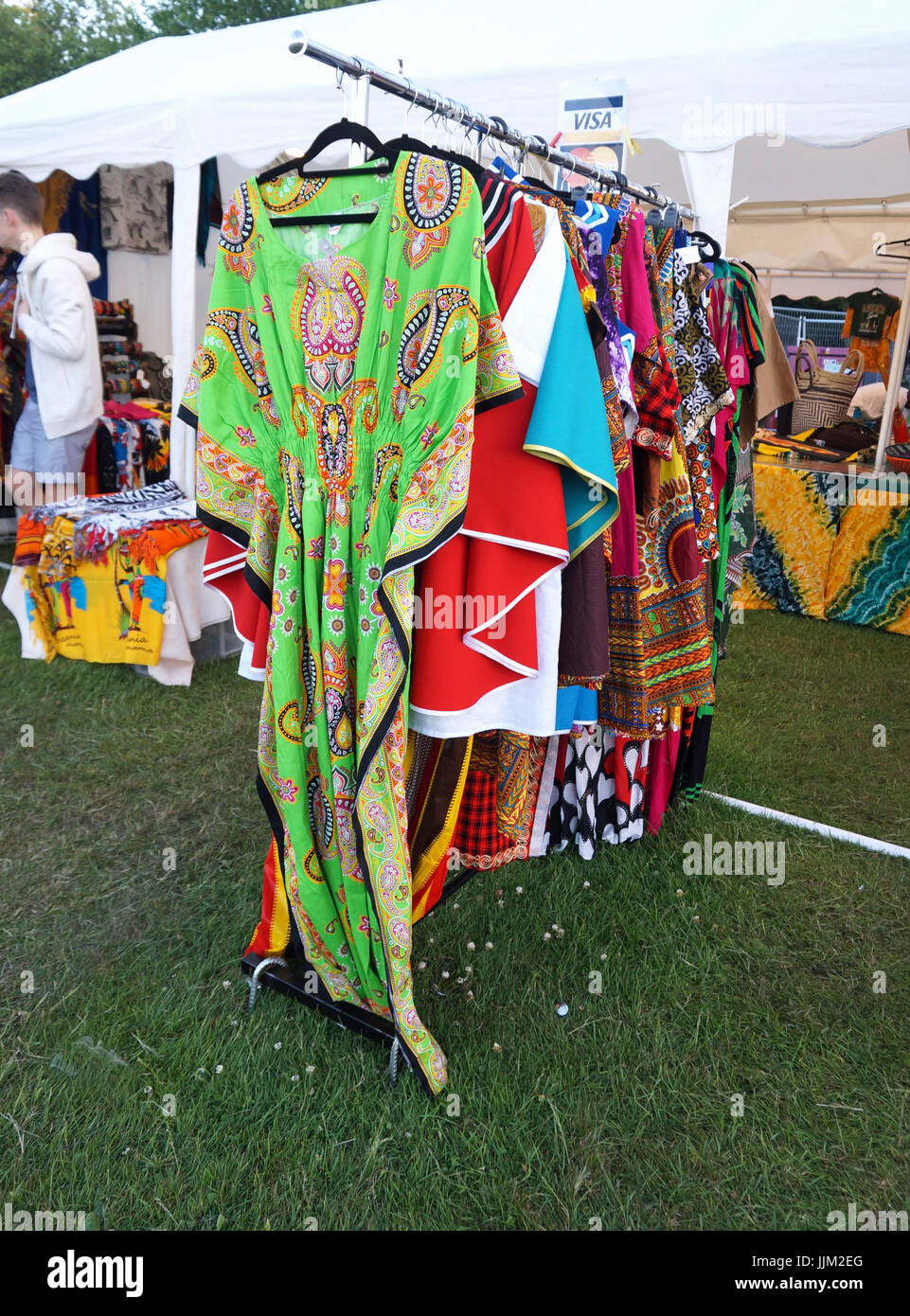 Colourful African Dress On Sale At Africa Oye, Sefton Park, Liverpool Stock Photo