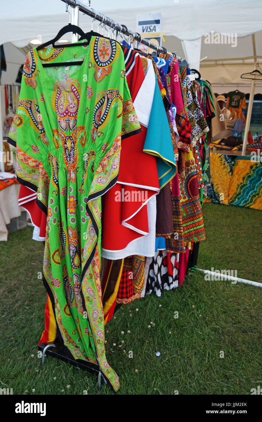 Colourful African Dress On Sale At Africa Oye, Sefton Park, Liverpool Stock Photo