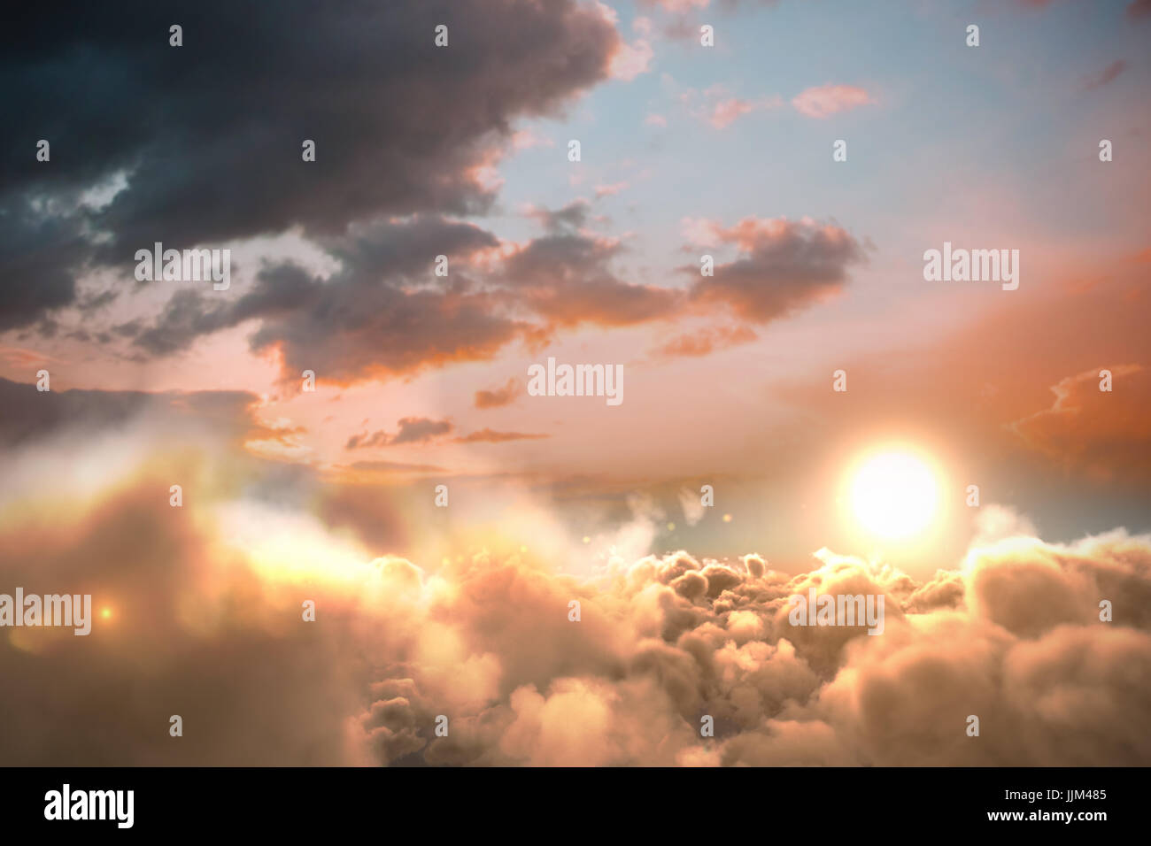 Orange and blue sky with clouds Stock Photo