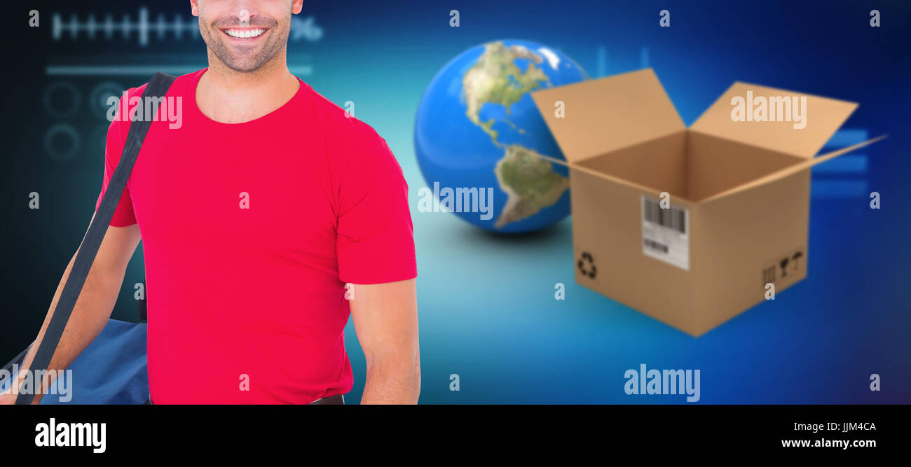 Composite 3d image of pizza delivery man holding bag Stock Photo Alamy