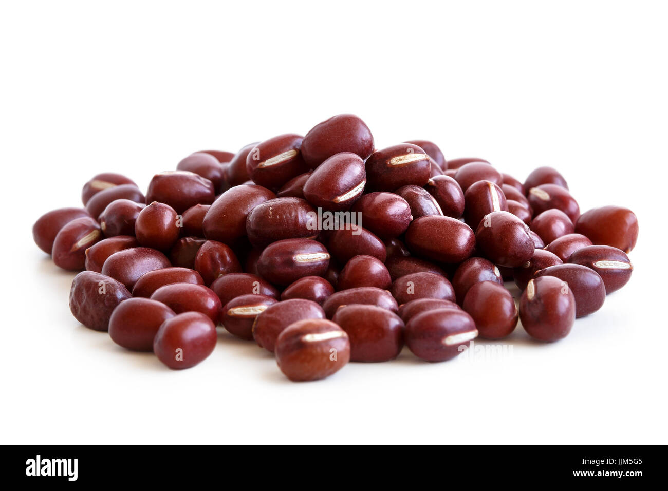 Heap of dry adzuki beans isolated on white. Stock Photo