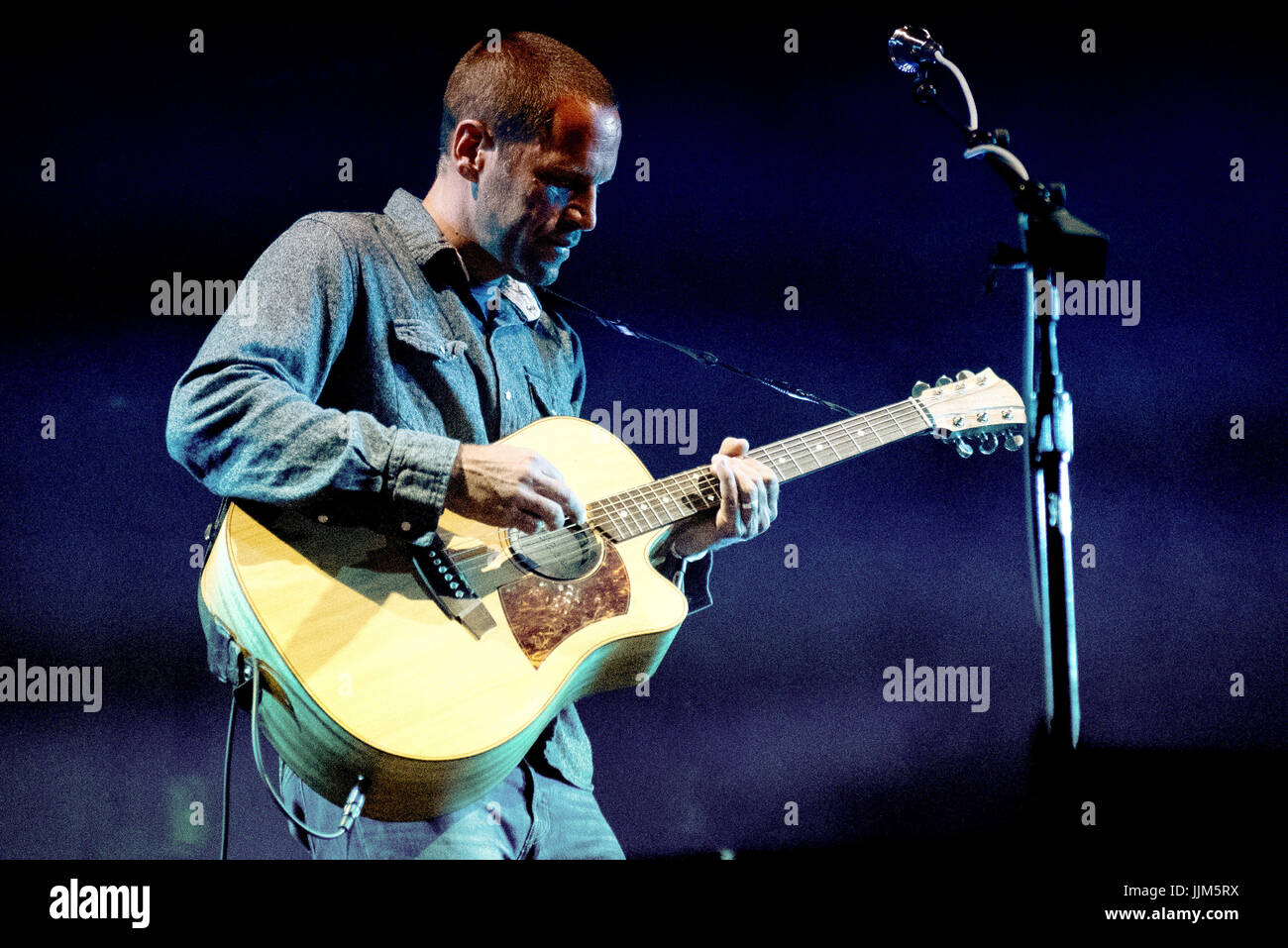 Jack Johnson performing on stage during the Monterey International Pop
