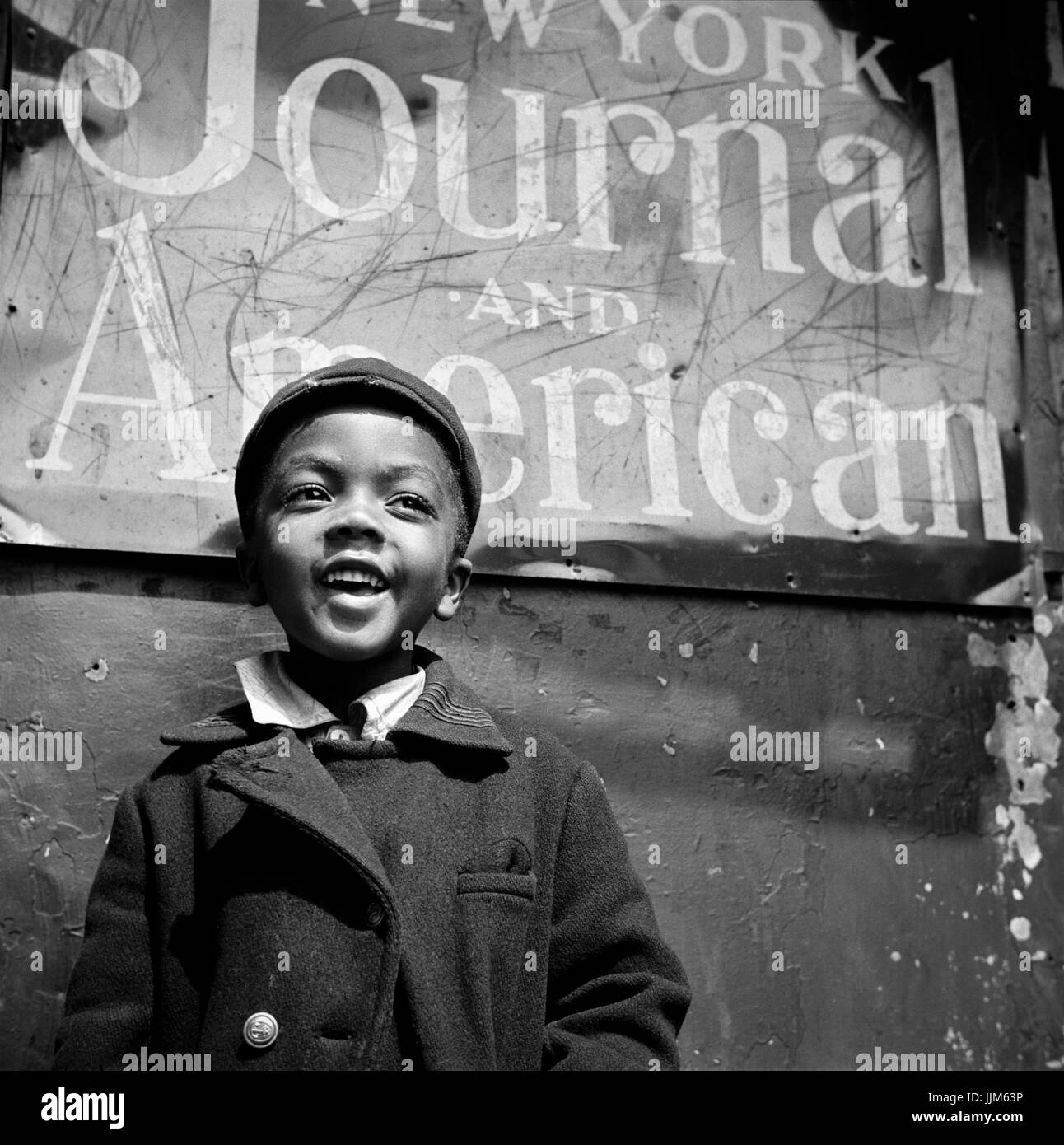 New York, New York. Harlem newsboy.Parks, Gordon, 1912- photographer.CREATED/PUBLISHED1943 May-June. Stock Photo