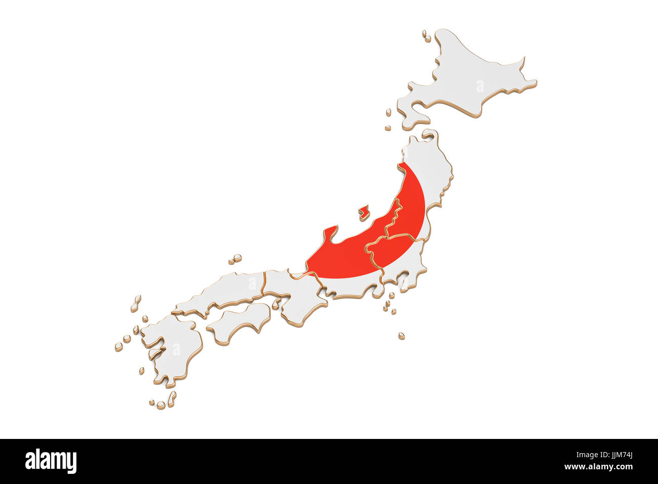 Japan map closeup, 3D rendering isolated on white background Stock Photo