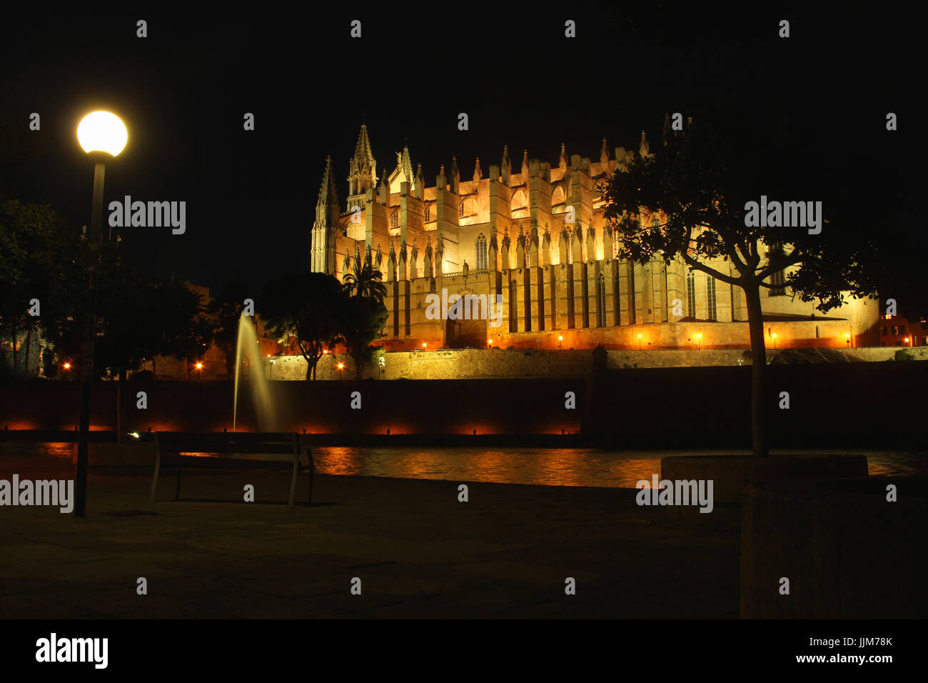 Baleares, Mallorca, Palma, Kathedrale La Seu at night Stock Photo