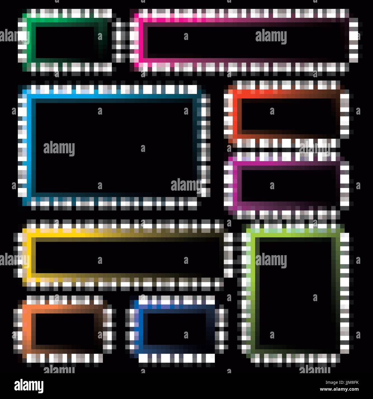 Set of Neon Colored Frames. Vector Illustration Stock Vector Image