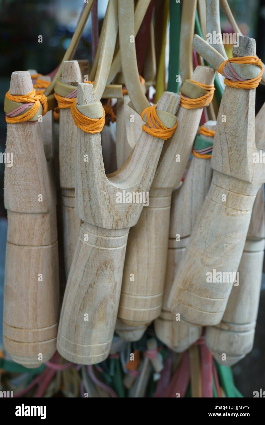 wooden slingshot Stock Photo
