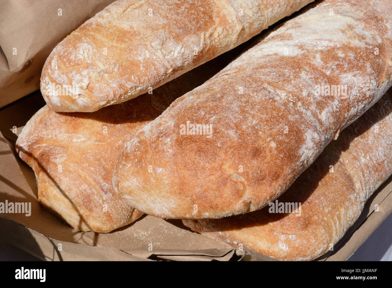 Loaves of ciabatta Italian slipper bread on display a farmer's market Stock  Photo - Alamy