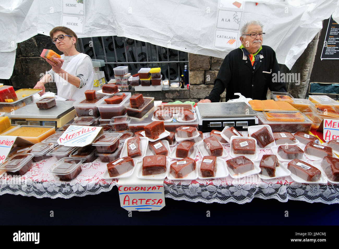 Sant Ponç fair on 11th May, Hospital street, Raval district. One of the oldest in Barcelona and Catalonia. Spain Stock Photo