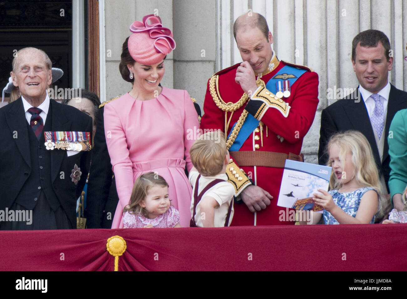 Trooping the Colour: The Queen's Birthday Parade  Featuring: Queen Elizabeth II and Prince Philip, Duke of Edinburgh Prince William, Catherine, Kate, Duchess of Cambridge and Prince George and Princess Charlotte Where: London, United Kingdom When: 17 Jun 2017 Credit: WENN.com  **Only available for publication in UK, USA, Germany, Austria, Switzerland** Stock Photo