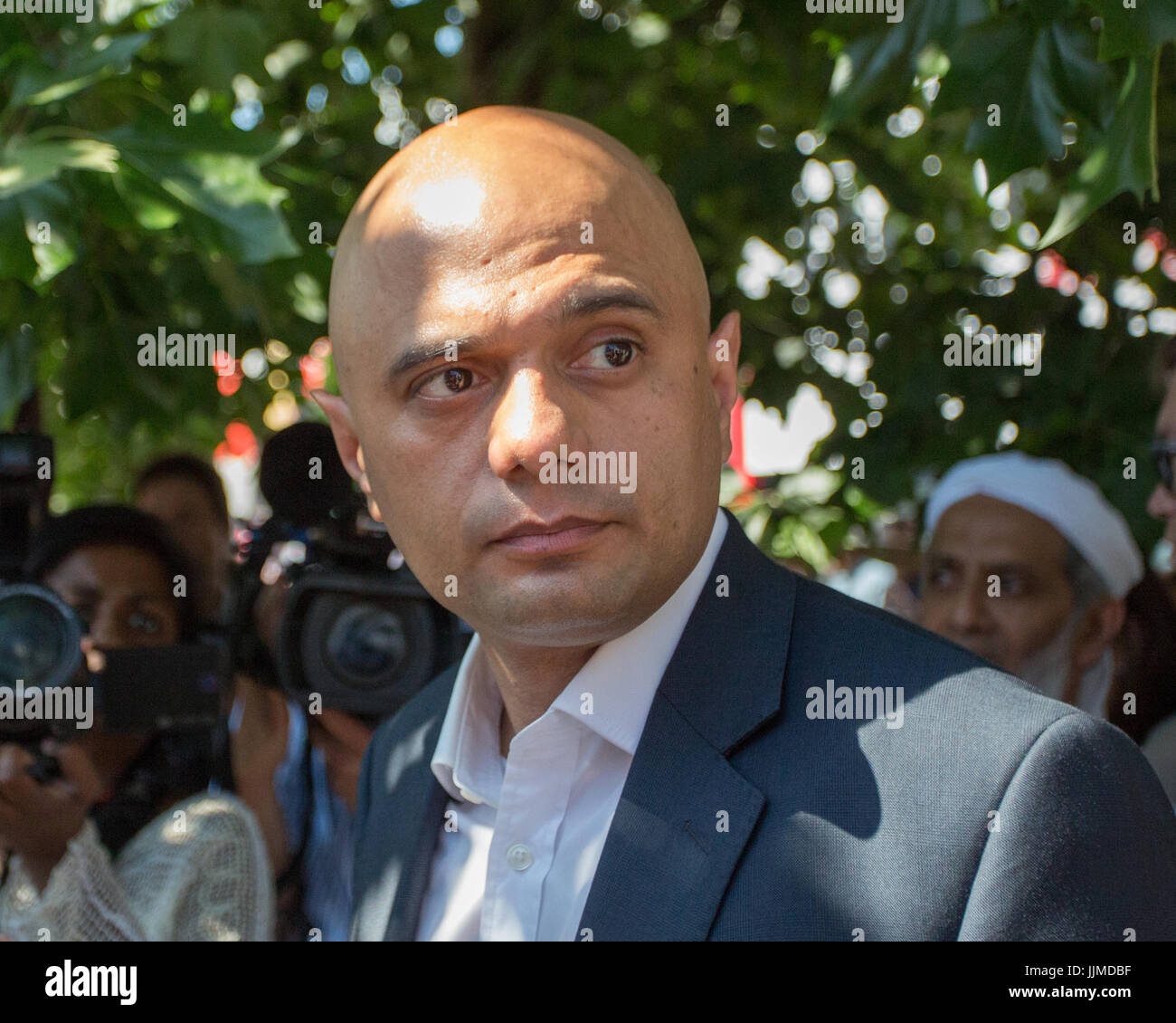 Sajid Javid MP, Secretary of State for Communities and Local Government (Ministerial Champion for the Midlands Engine) at scene of suspected terror attack near Finsbury Park Mosque, London, UK  Featuring: Sajid Javid MP Where: London, England, United Kingdom When: 19 Jun 2017 Credit: Wheatley/WENN Stock Photo