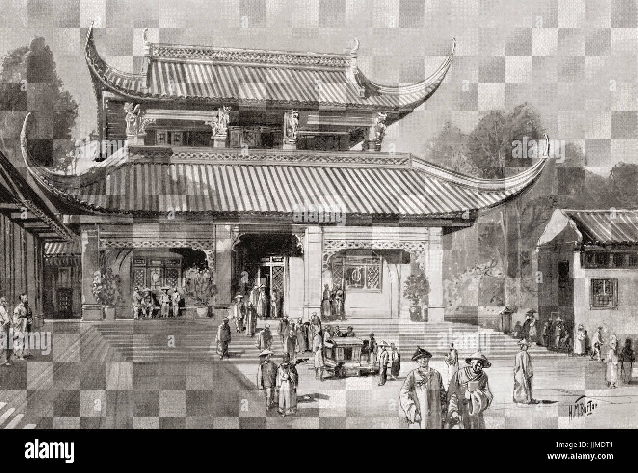 A Chinese public library.  From Hutchinson's History of the Nations, published 1915. Stock Photo