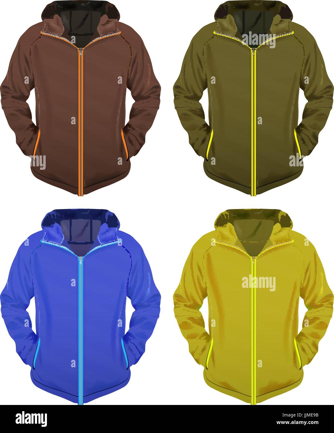 Four Vector Jackets Various Colors Ready For Your Branding, Eps 10 Vector, Transparency and Gradient Mesh Used Stock Vector