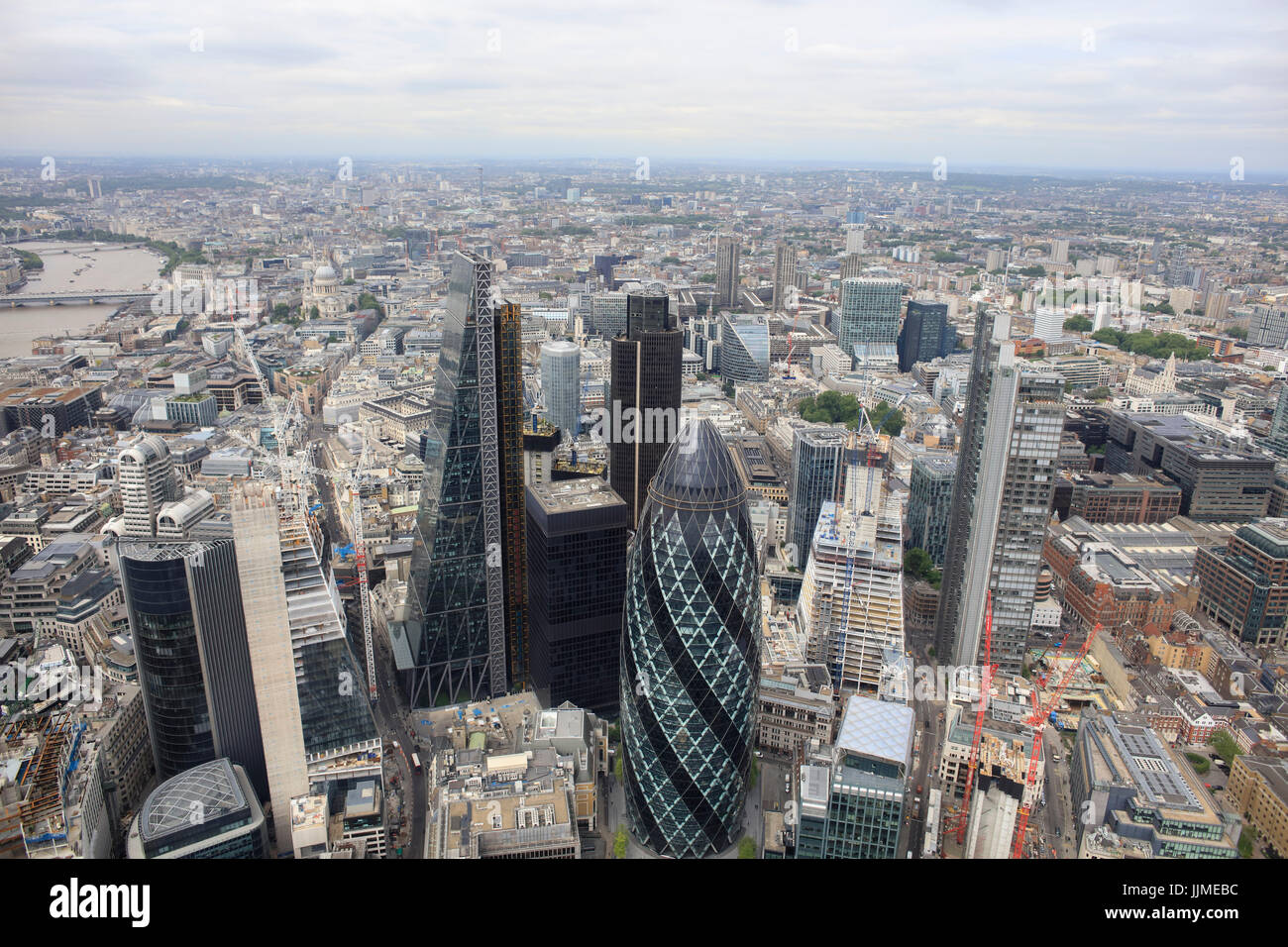 An aerial view of the financial district of the City of London Stock Photo