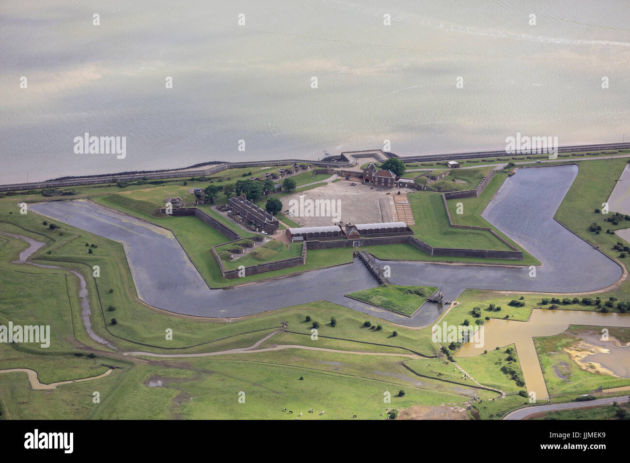 An aerial view of Tilbury Fort on the River Thames Stock Photo