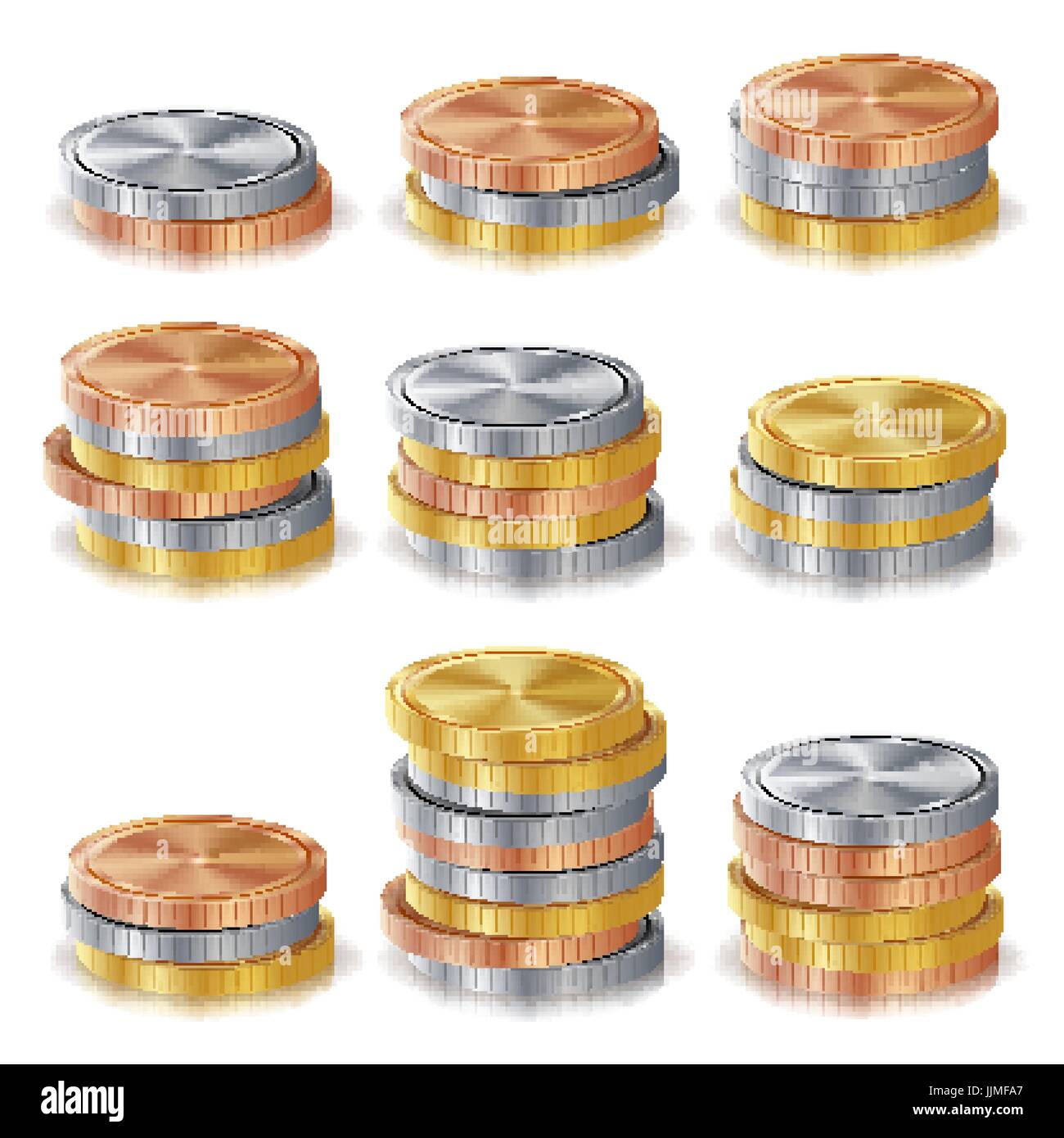 Bronze copper coins stacks silver finance Vector Image