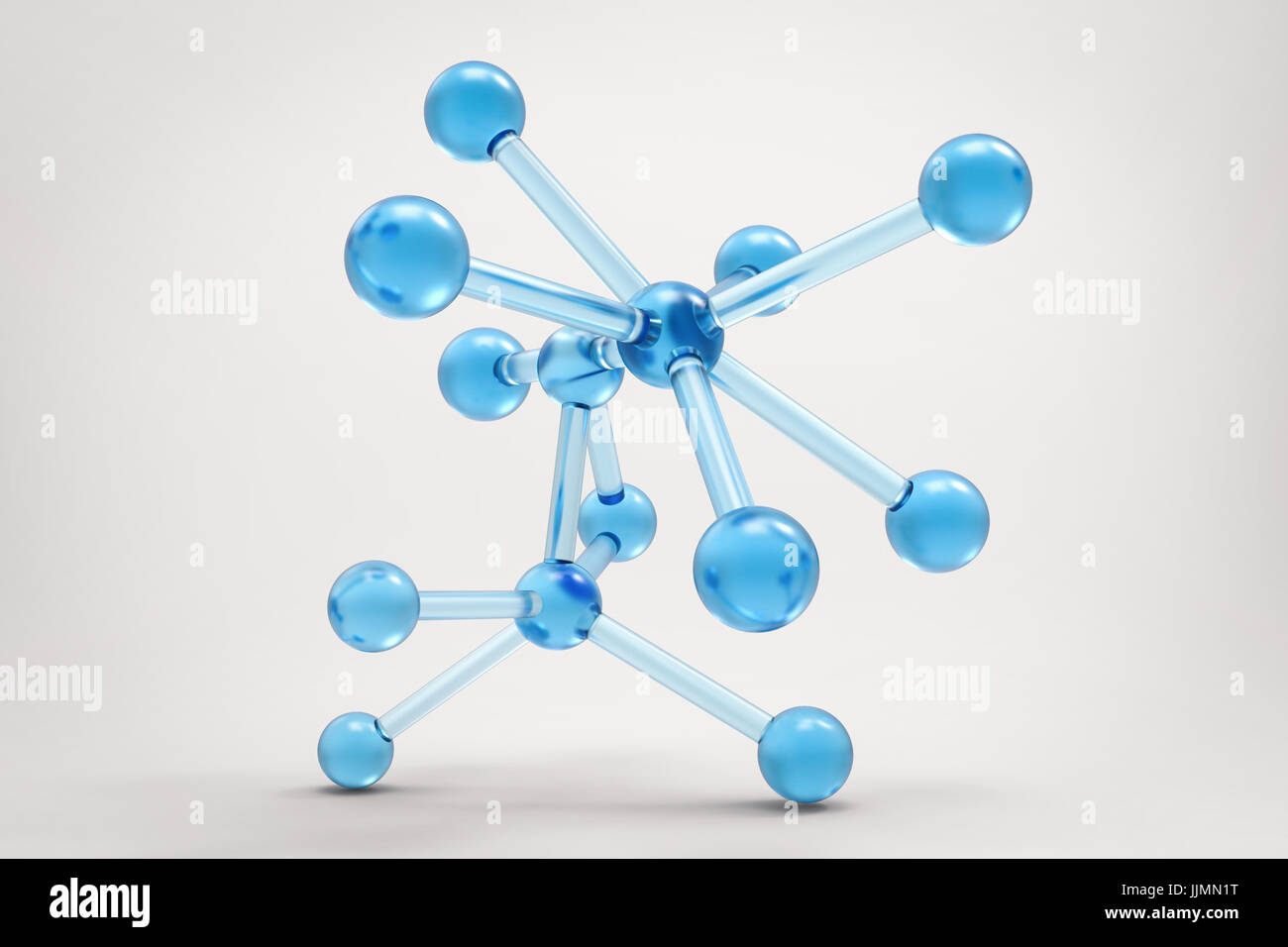 3d rendering blue molecule structure on grey background Stock Photo - Alamy