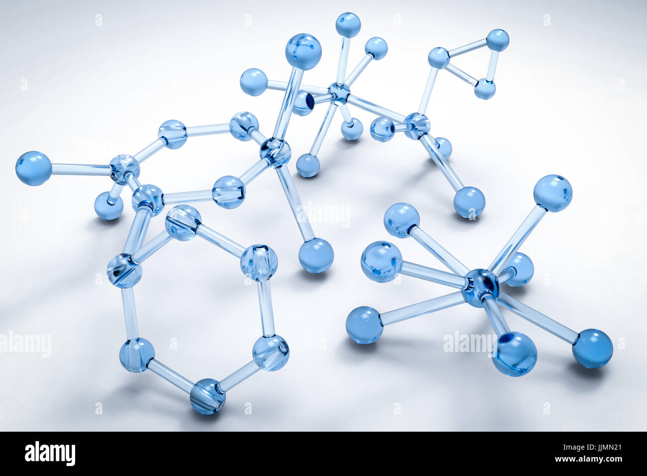 3d rendering blue molecule structure on grey background Stock Photo - Alamy