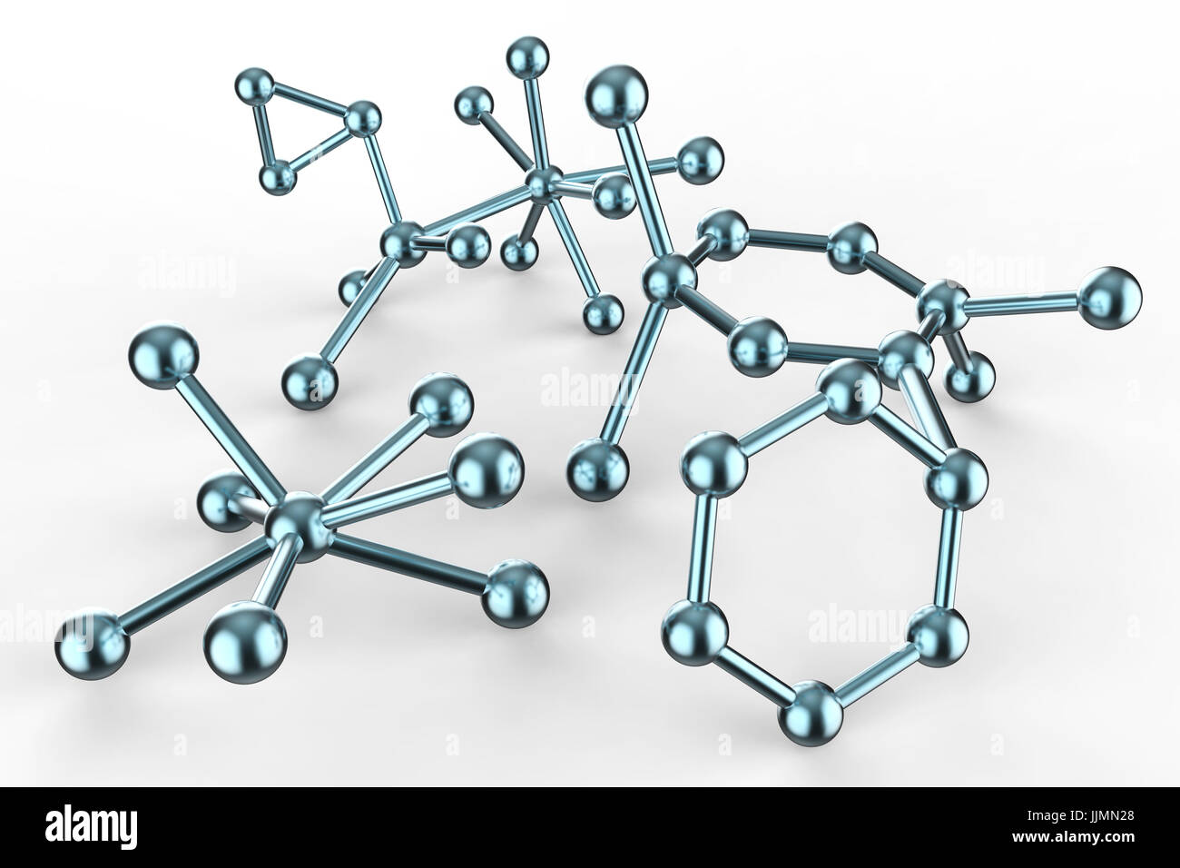 3d rendering blue molecule structure on white background Stock Photo ...
