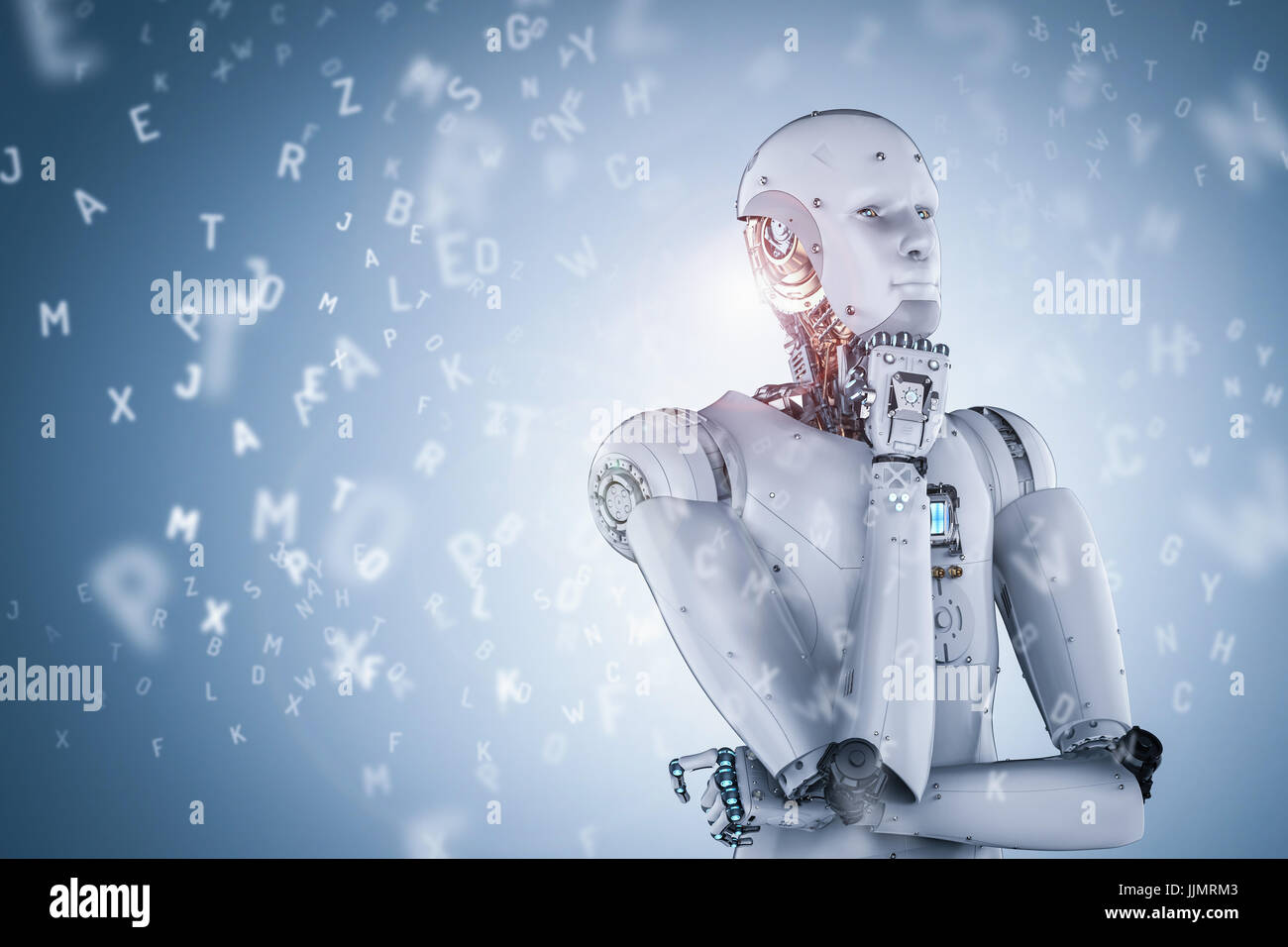 3d rendering robot learning or machine learning with alphabets Stock ...