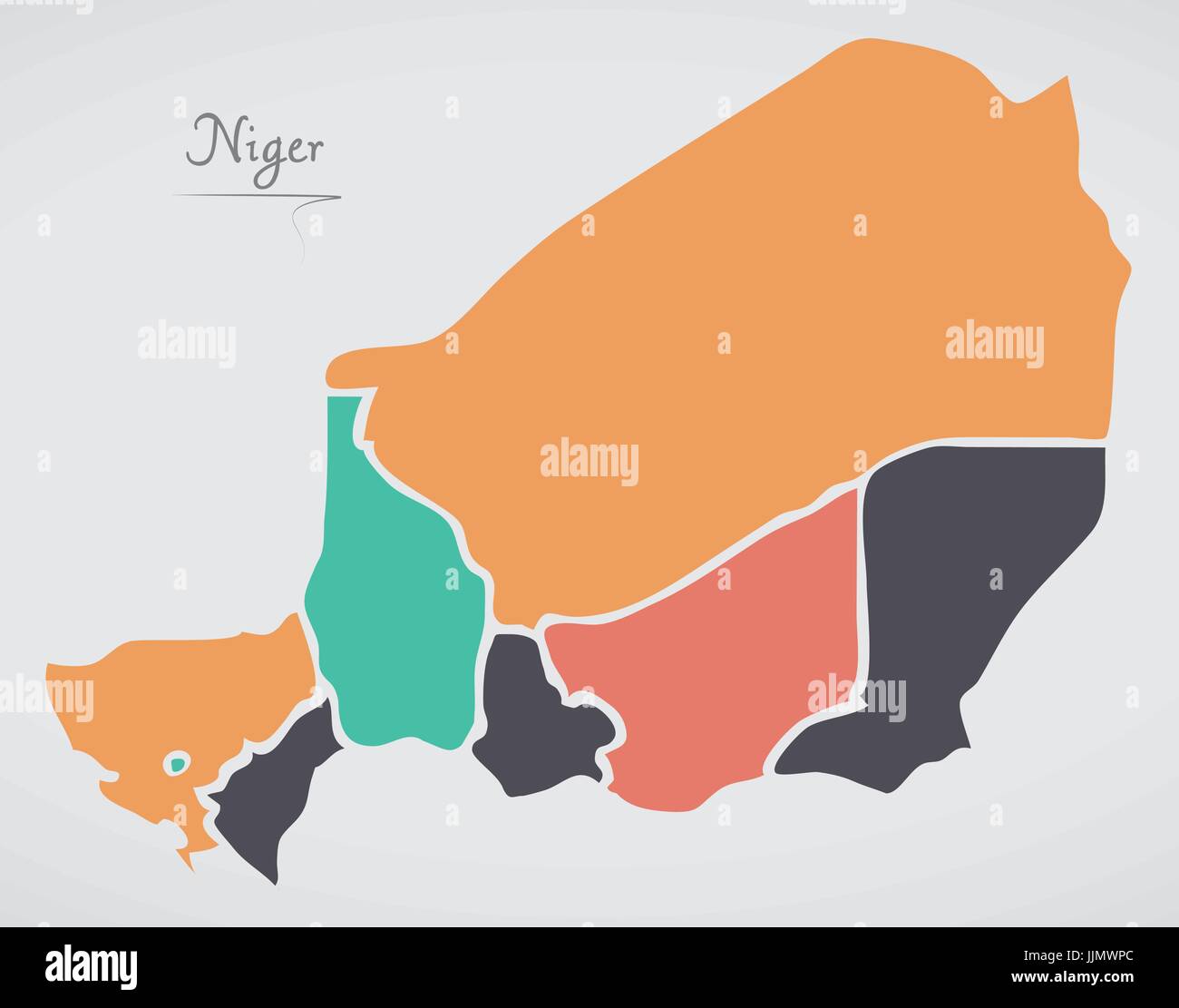 Niger Map With States And Modern Round Shapes Stock Vector Image And Art Alamy 